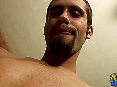 Horny and hairy straight guy Pimp has a load in his balls