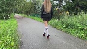 Walking in Nylon Socks Without Shoes, Dirty Nylon Socks, Dirty White Socks, Louboutin Walk