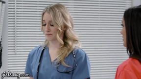 Girlsway Hot Rookie Nurse With Big Tits Has A Wet Pussy Formation With Her Superior