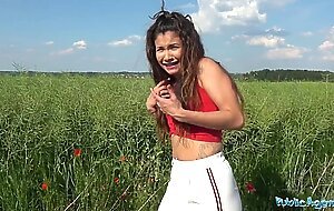 Public Agent Sexy Spanish beauty fucked in a field for cash