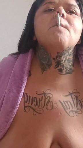 BBW Smoke Fetish: Sensual Robe Tease in POV
