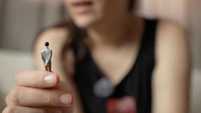 Giantess Cheats on Her Tiny Husband Humiliates Him