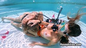 Aquaphilias- Kelli Curtis+ Mya Pleasure- Passionate Lesbian Girlfriends Underwater SCUBA Sex in Tiny Micro Bikinis