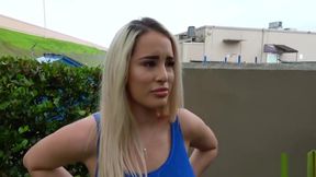 Curvy Blonde Rides Dick In Garage