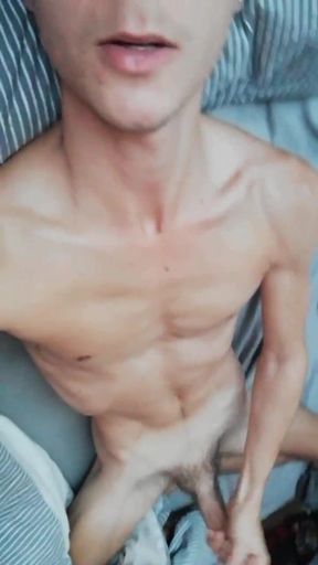 Hot lean twink milks uncut cock