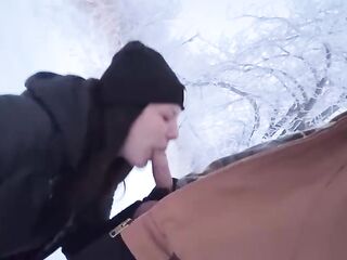 Almost Caught Banging Outside Then Warming Him Up with My Oozing Twat