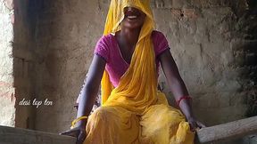 Young Indian wife put on a festive saree to suck her husband's cock