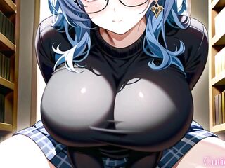 Thick Comics Waifu with Giant Breasts and Curvy big beautiful woman Body Pounded in Quiet School Library - AI Generated Manga Risky Public Creampie Teaser