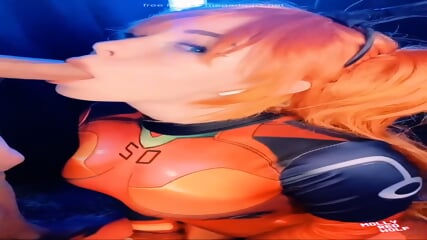 BJ Queen MollyRedWolf Cosplays Asuka Shinji And Swallows Cum