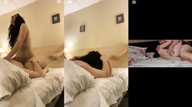 Hot brunette rides big guy after cheating girlfriend jerk dick