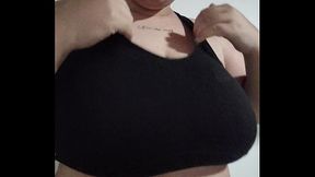 Amateur BBW Huge Natural Tits Tease &ndash_ Push Up Bra to Bare Boobs Play