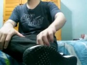 Striptease and jerk off before interruption (my step brother saw me naked)