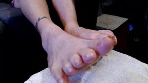 Long Natural Toenails Oiled Feet