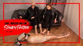 Nara and Lizzy mummify their foot slave with sneakers on his face and make him cum (1080 EN-sub) Footjob - Foot Smelling - Foot Fetish - Foot Domination - Stinky Feet - Foot Odor