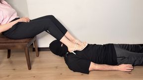 Goddess Adriana Cruel High Heel Trampling, Sharp White Heels Destroy Slave Under Full Weight