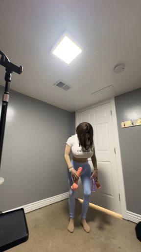 Emotional moment from &quot;Hot trans CD in Tight blue leggings doing some yoga wit her favorite shirt&quot;