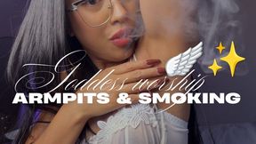 Smoking Armpits Luxury: White Lingerie Glossy Lips Muscle Hair Growth POV