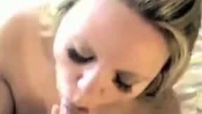 Blond haired charming girl of my buddy knows how to blow him dry