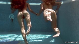 Swimming pool underwater hot babes Irina and Olla