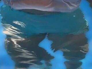 Wifey wet shirt in the pool with perfect braless tits
