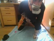 Kigurumi Self Bondage in Wool Socks (CUMSHOT)