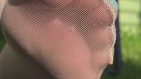 Up close toes in nylon