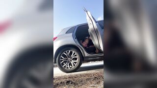 Risky Public Hook-up Trans Gal Dirty dances Faux-cocks Bootie And Jizzes On The Highway