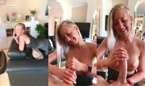 Girlfriend jerks my cock with her magic hands - Private mobilephone video