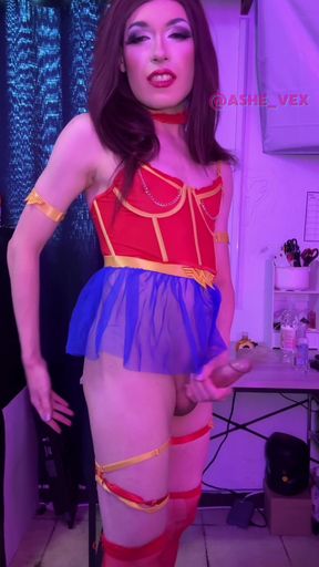Wonder Woman lingerie, oil, a toy and a rich 💦 ending