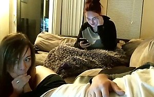 White trash blowjob while her friend watches