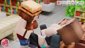Futa Minecraft wife destroys cuck husband with huge cock and tits