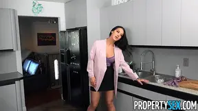 Realtor Evelin Stone shows off her perky tits in a sugar daddy deal