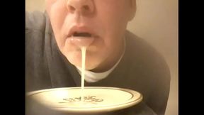 Faggot verbal a. himself as he eats loads of cum