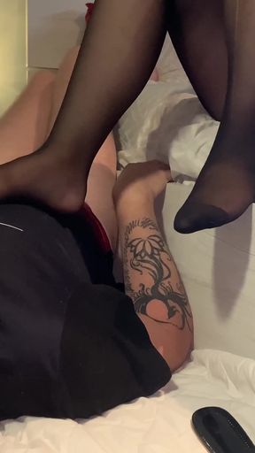 My Slave Is so Submissive to Me That He Licks His Feet and Sucks