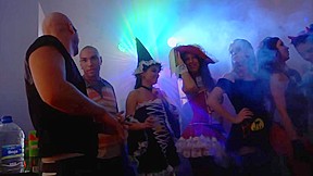 Lustful gals in hot costumes have sex