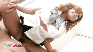 Yuno Shirasu Asian teenage luvs mighty gobbling after her hairless coochie is uncovered