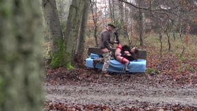 Sexy milf gets fucked  in the forest after she has been seen by a stranger while masturbating