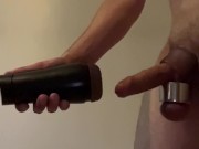 Extremely ROUGH FLESHLIGHT JERK OFF + GOOD amount of CUM dripping down in SLOW MOTION