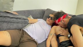 sexy redhead girl fucked by her friend in the house of her blind boyfriend