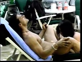 Young thin brunette with cute tits gets fucked outside by a hung stud