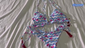 Sexy Stepsister in Bikini Ready to Go to a Party with Her Boyfirnd but Stepbrother Wants to Join Her