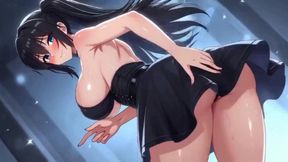 Sexy Gothic Babe Flashes Boobs and Wet Pussy, Deepthroat Blowjob &amp; Cowgirl Cum Inside!