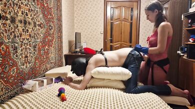 cute girl fuck Husband's Ass and Make Him Understand Who the Slave Is amateur femdom painful pegging sex