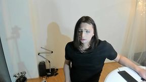 Quinn Way is too horny and jerks off her female cock