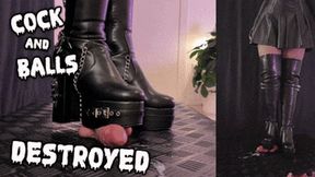 Cock and Balls Destroyed in Painful LaModa Scream High Boots (Double Slave Version) - TamyStarly - Cock Balls Crush Trample, Shoejob, CBT, Trampling, Bootjob, Stomping