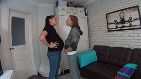 Pregnant women catball fight belly to belly and nose to nose SH
