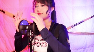 ASMR Hot Policewoman Licks Your Ear While You Jerk Off
