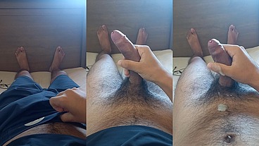 Novinho pauzudo se masturbando e gemendo