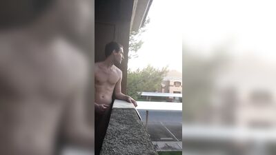 almost caught jacking in public on my balcony