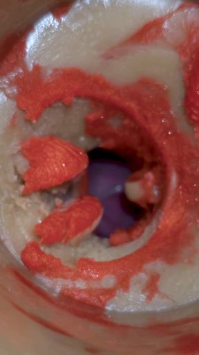 The Camera Inside the Deep Pussy Records a Huge Ejaculation with a Stuck Condom 4K
